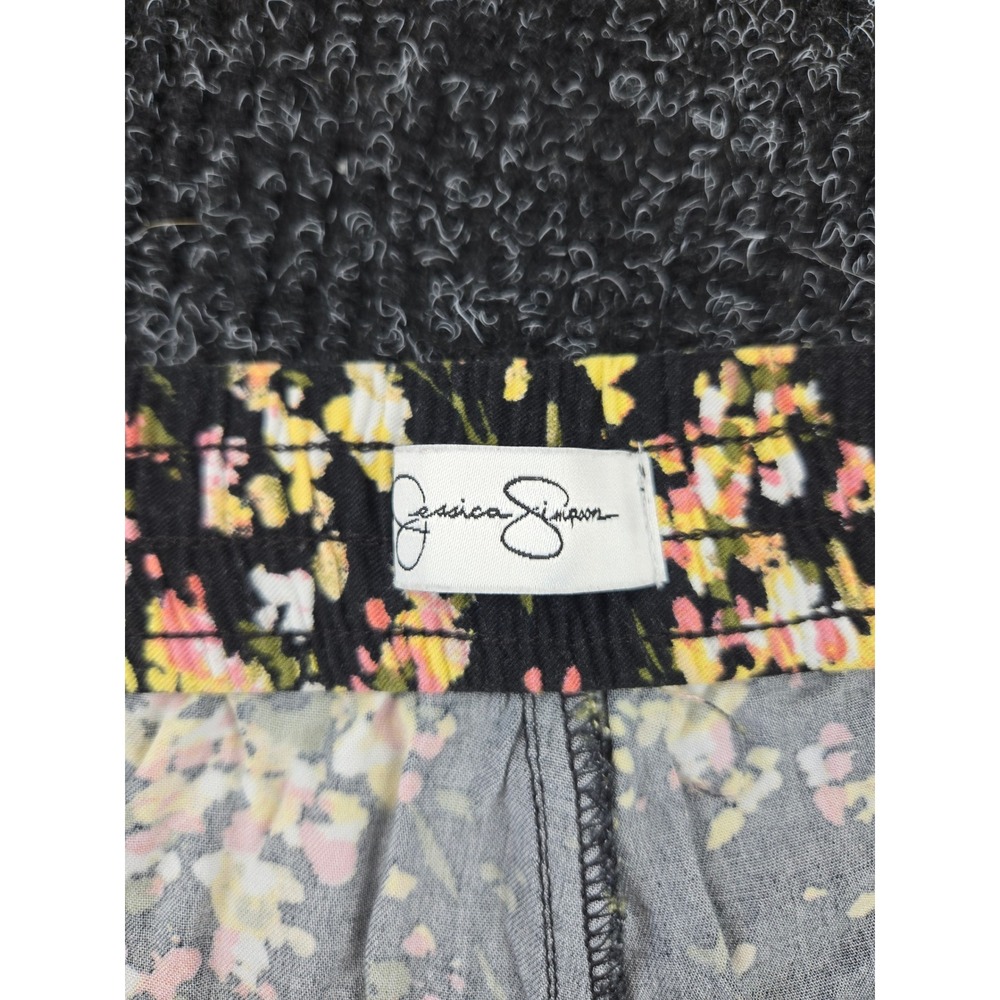 Jessica Simpson Womens Black Yellow Floral Elastic Waist Tapered Pants Large - Picture 2 of 8